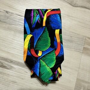 Vintage Rush Limbaugh Mens Neck Tie Colorful Floral 90s